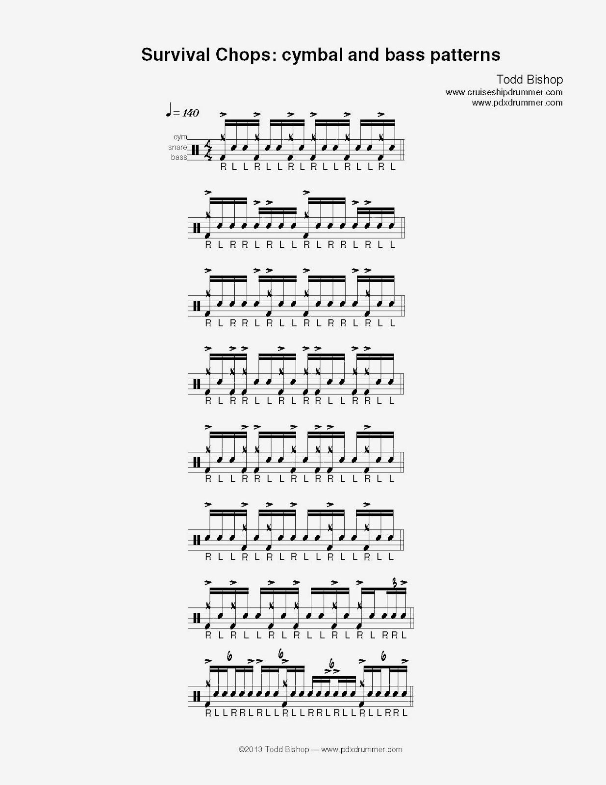 Cruise Ship Drummer! Survival chops cymbal and bass drum licks